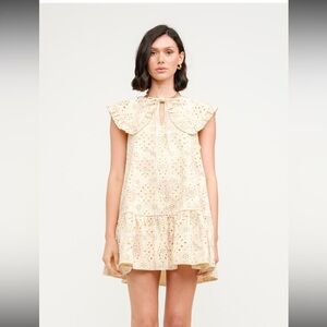 Sofie The Label Nova Floral Ruffle Collar Cream Pink Cottagecore Tiered Dress L